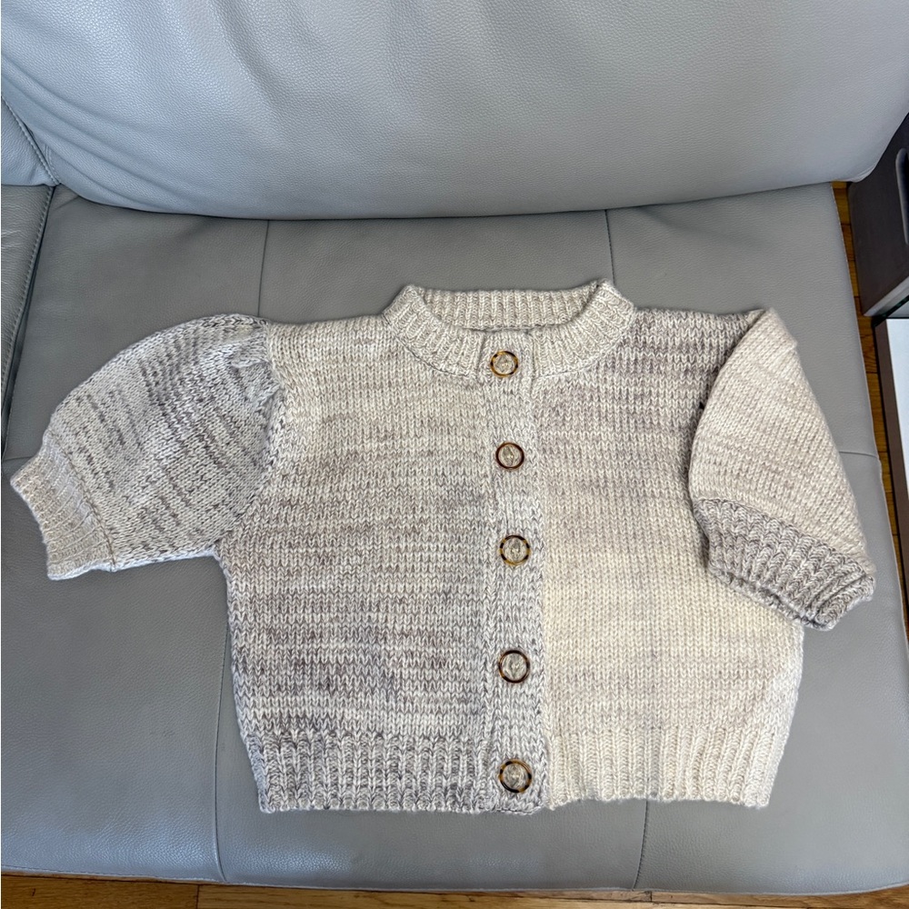 En Saison Cream Cropped Short Sleeve Knit Sweater